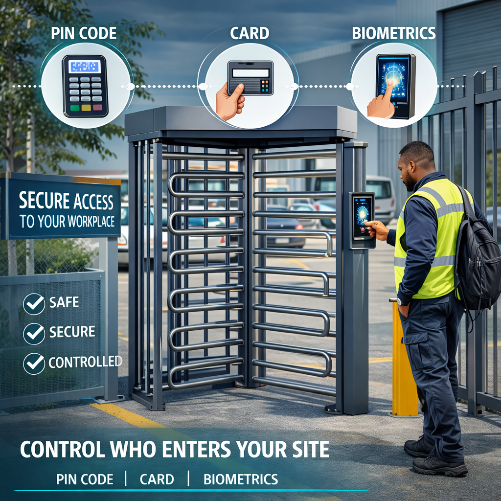 Biometric turnstile access control system installed by Instruman
